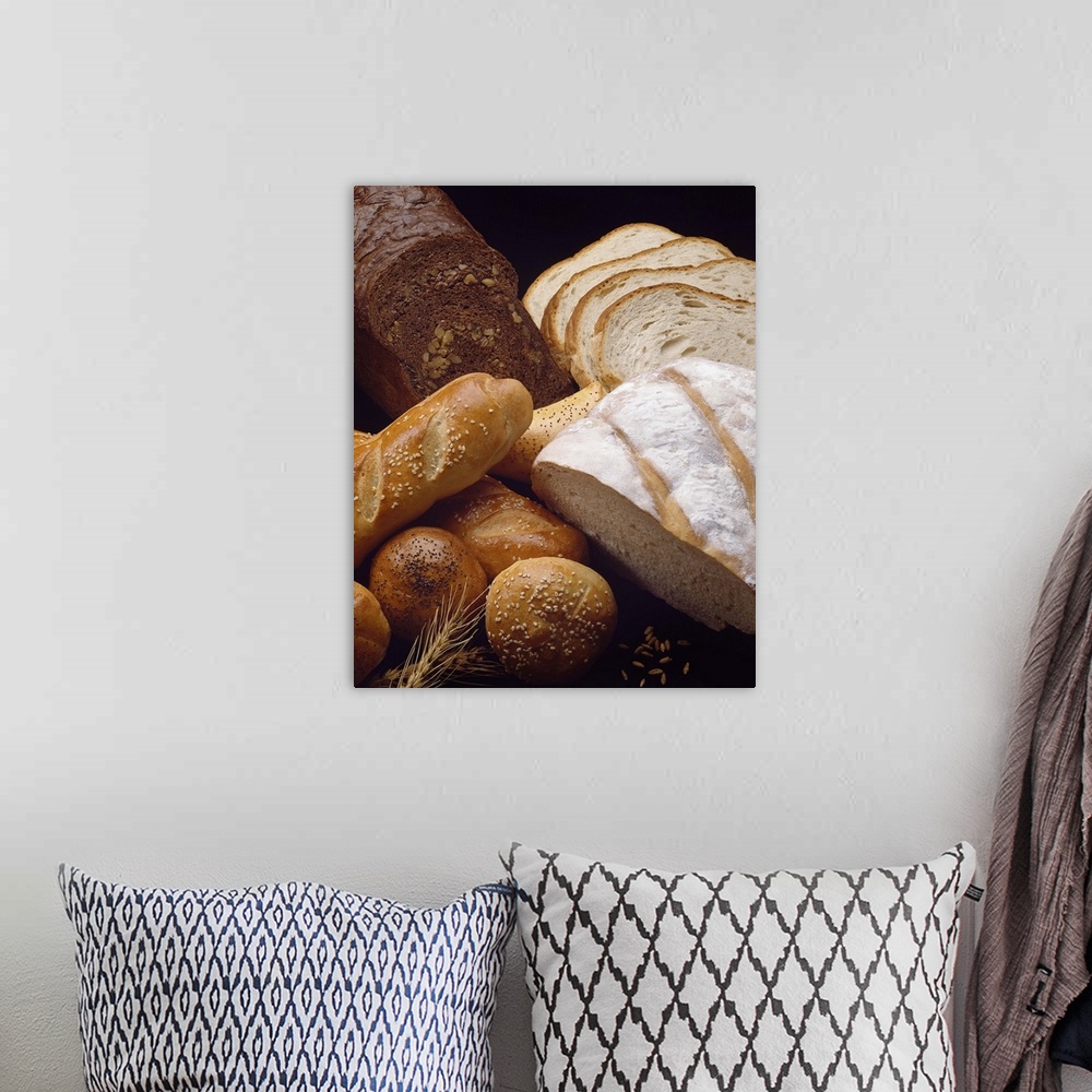 A bohemian room featuring Different types of artisan bread