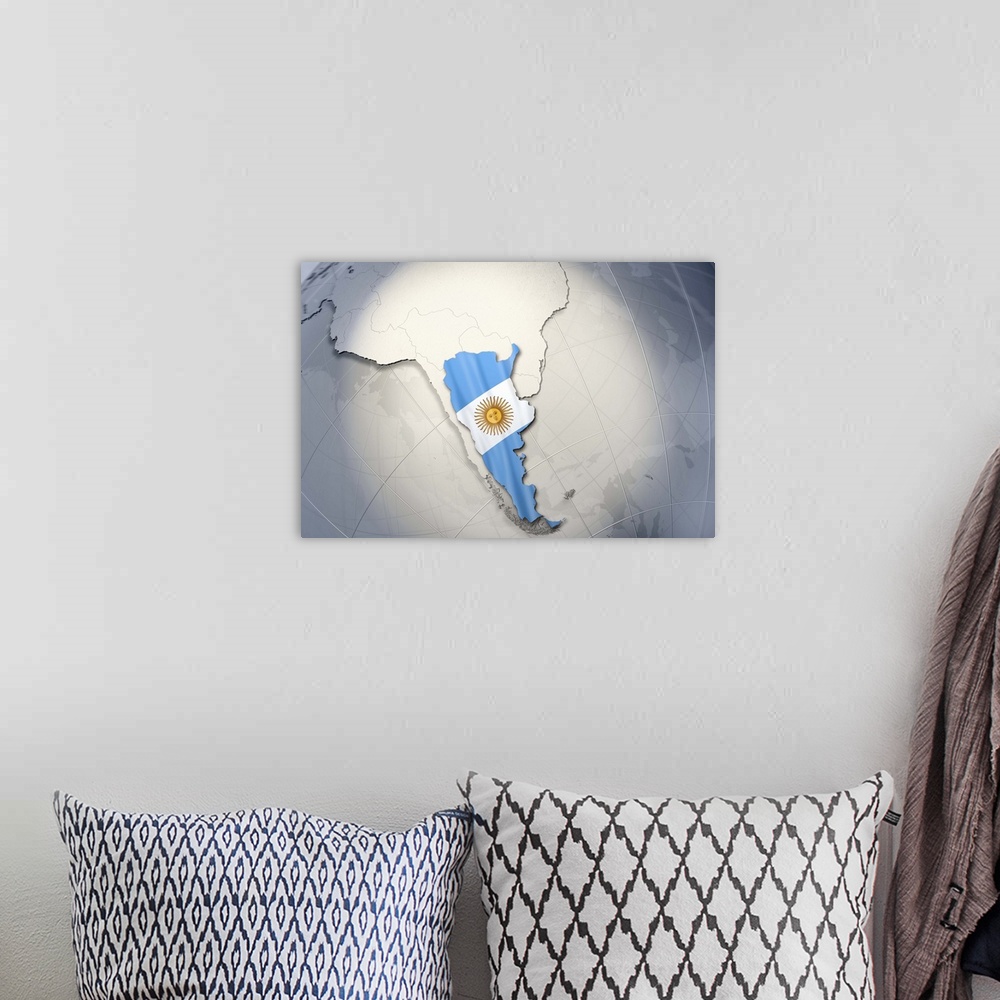 A bohemian room featuring Digital Composite, flag of Argentina
