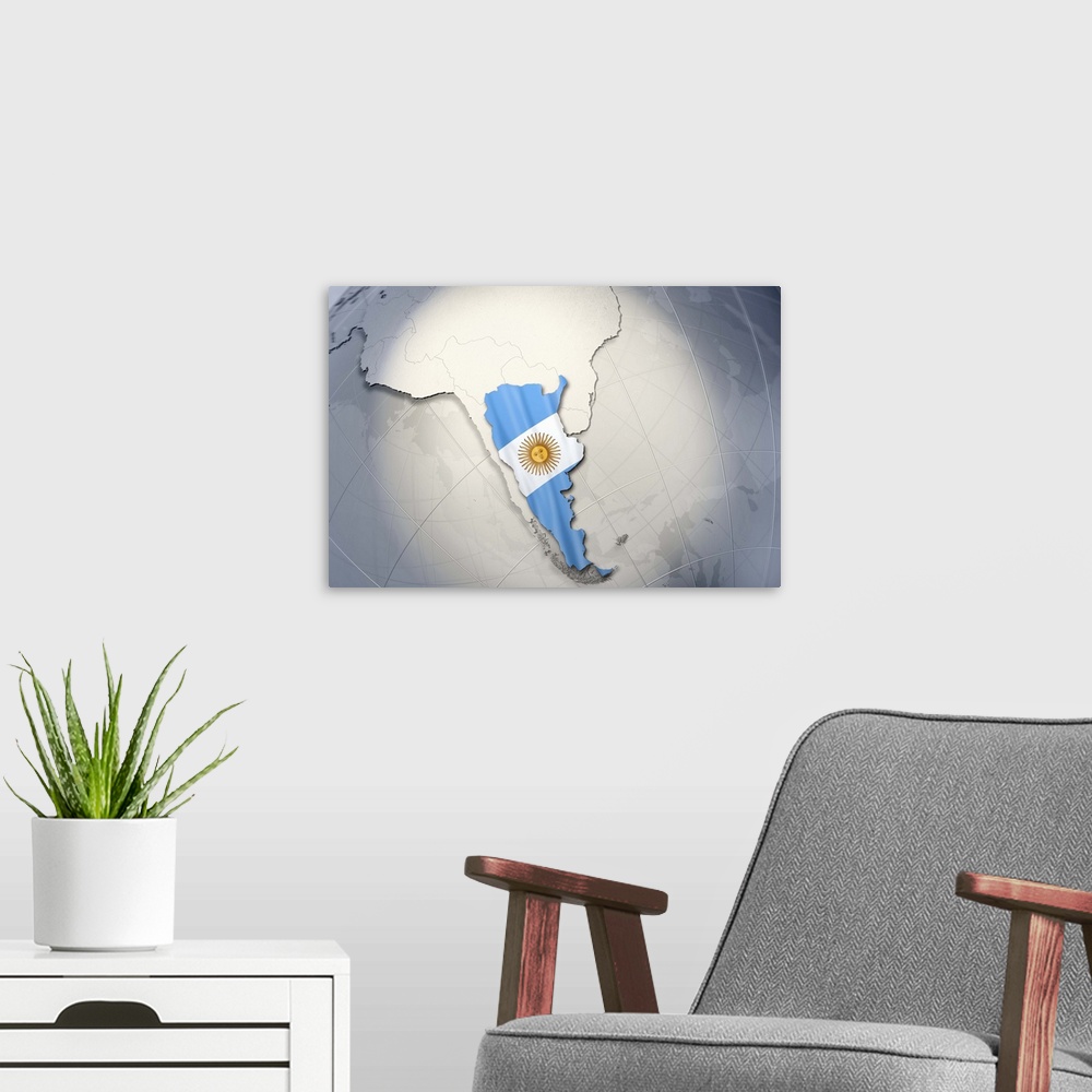 A modern room featuring Digital Composite, flag of Argentina