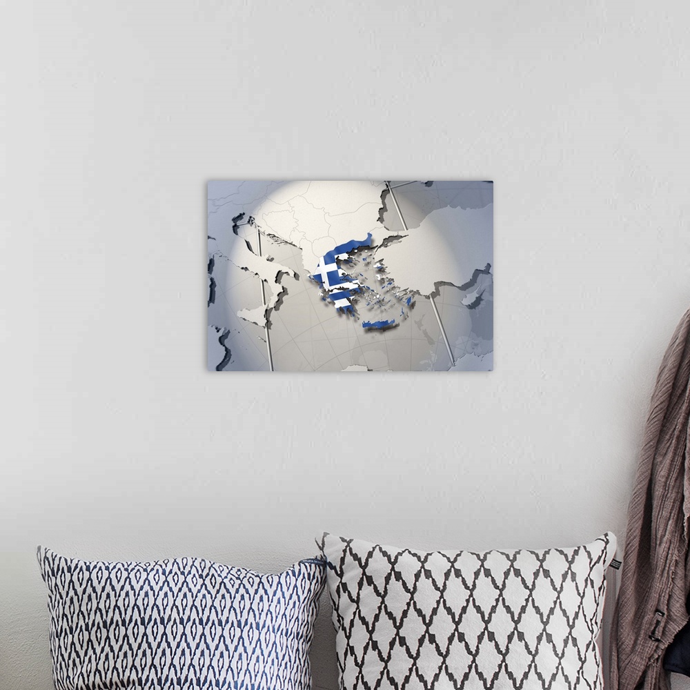A bohemian room featuring Digital Composite, flag of Greece