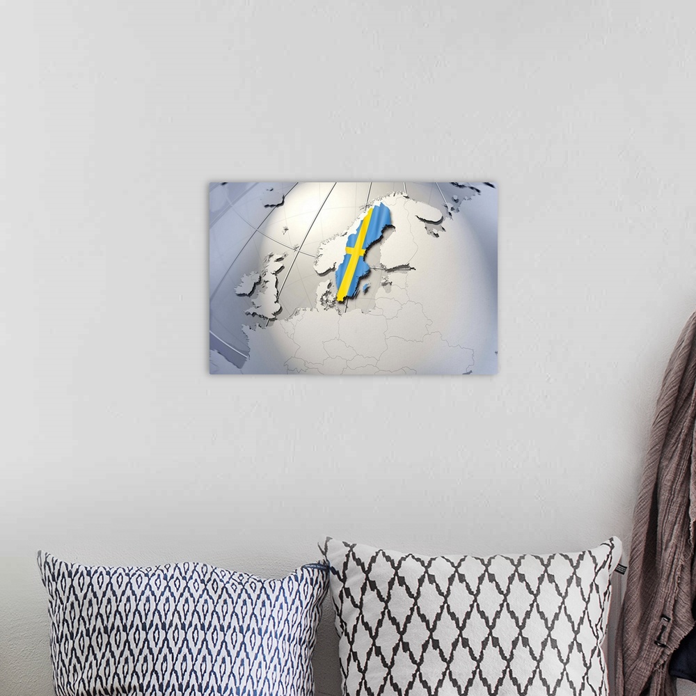 A bohemian room featuring Digital Composite, flag of Sweden