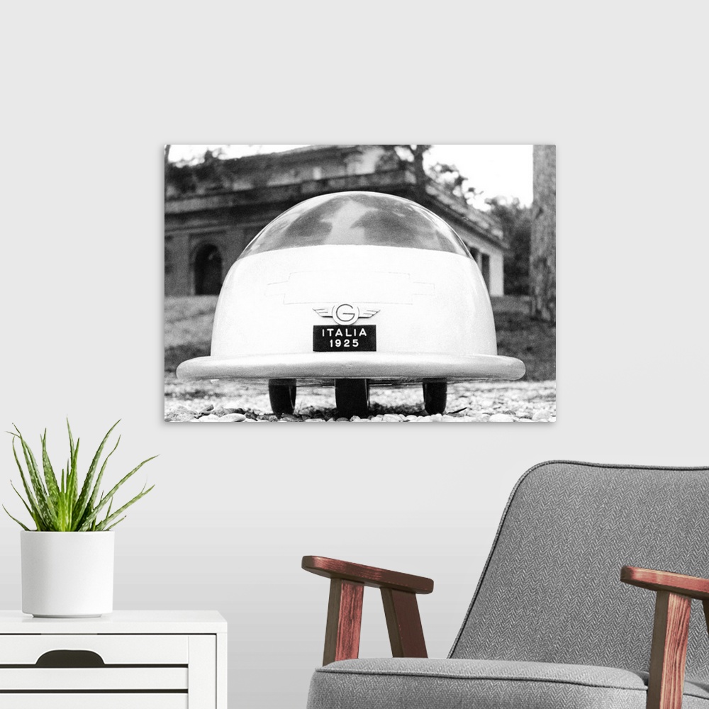 A modern room featuring Front View Of The Motor Car--Car of the future, model Gone With The Wind designed by Mr. Albert G...
