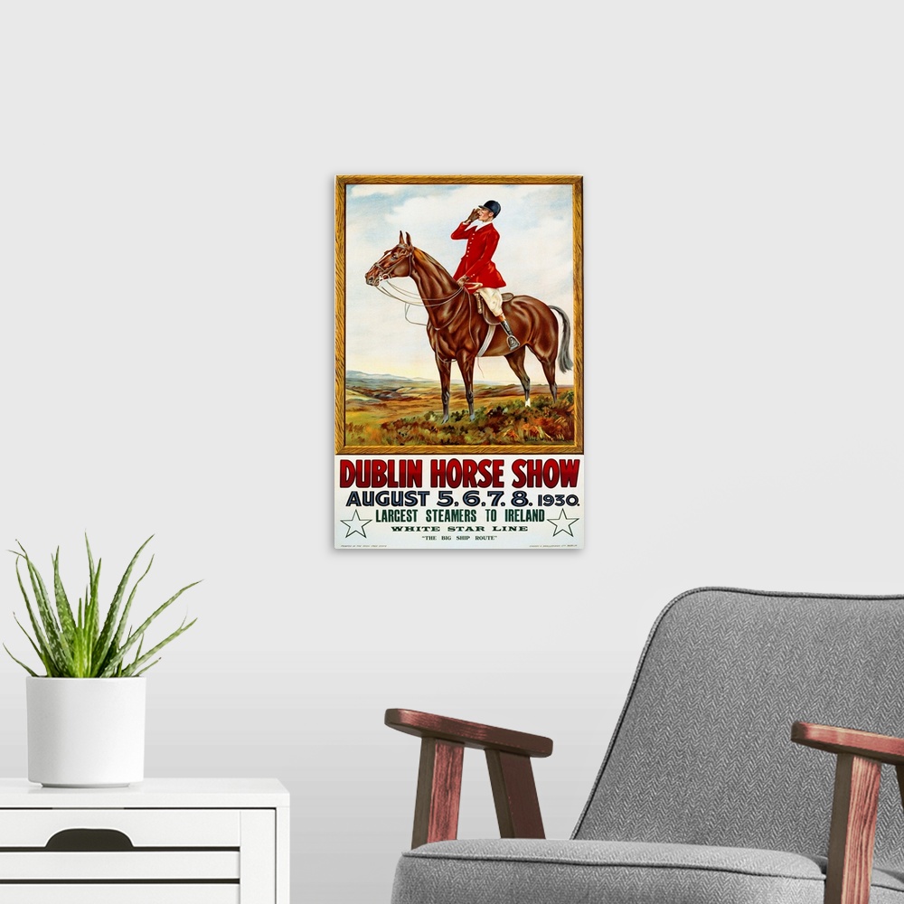 A modern room featuring Dublin Horse Show Poster By Olive Whitmore