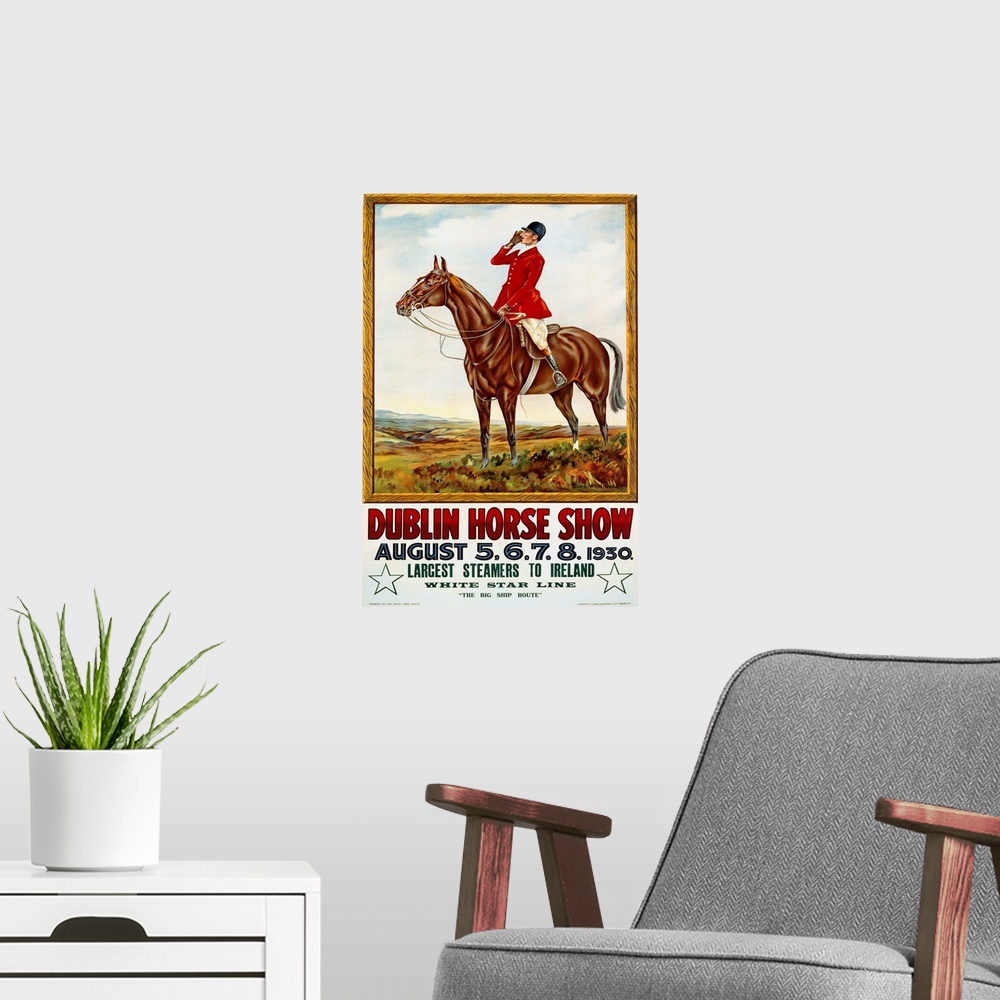 A modern room featuring Dublin Horse Show Poster By Olive Whitmore