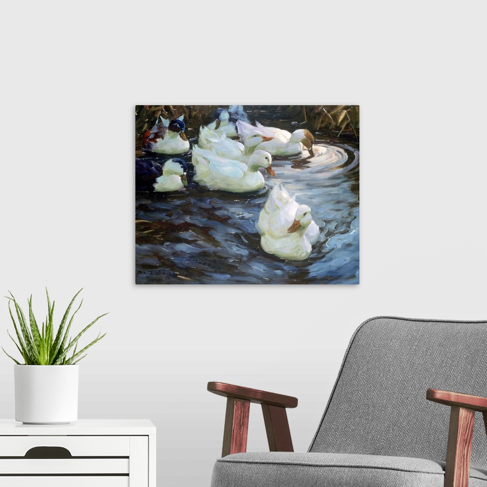 A modern room featuring Ducks on a Pond