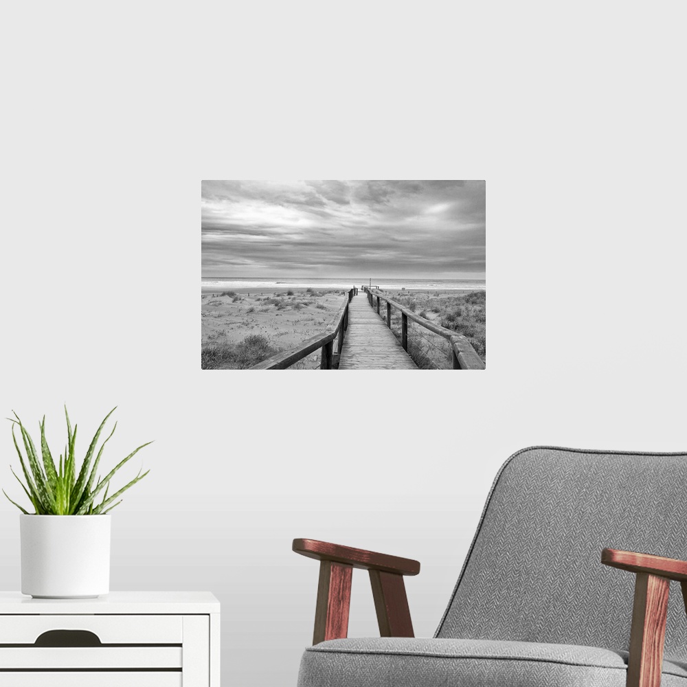A modern room featuring Dunas beach and cloudy day.