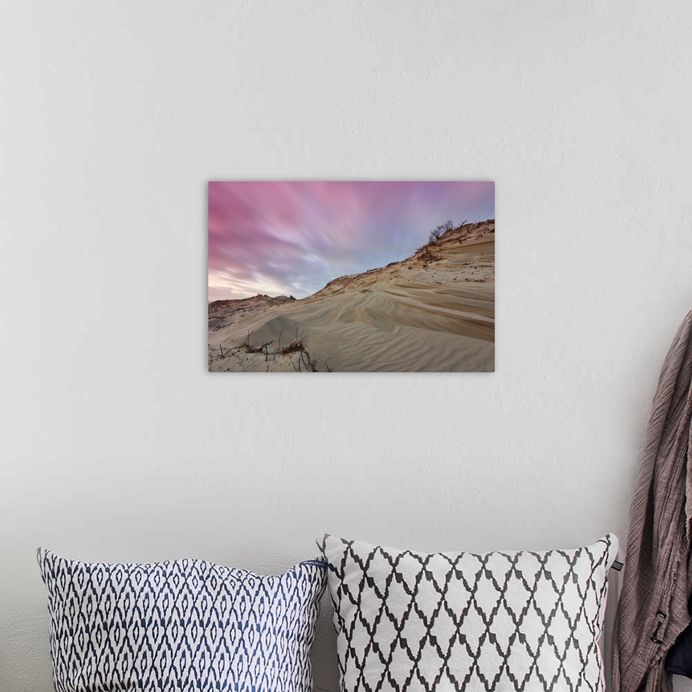 A bohemian room featuring Dune landscape after sunset in West Dune Park, The Hague, Netherlands.