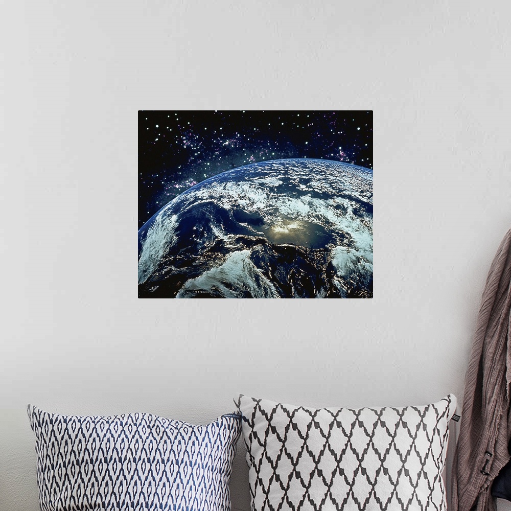 A bohemian room featuring Earth from Space