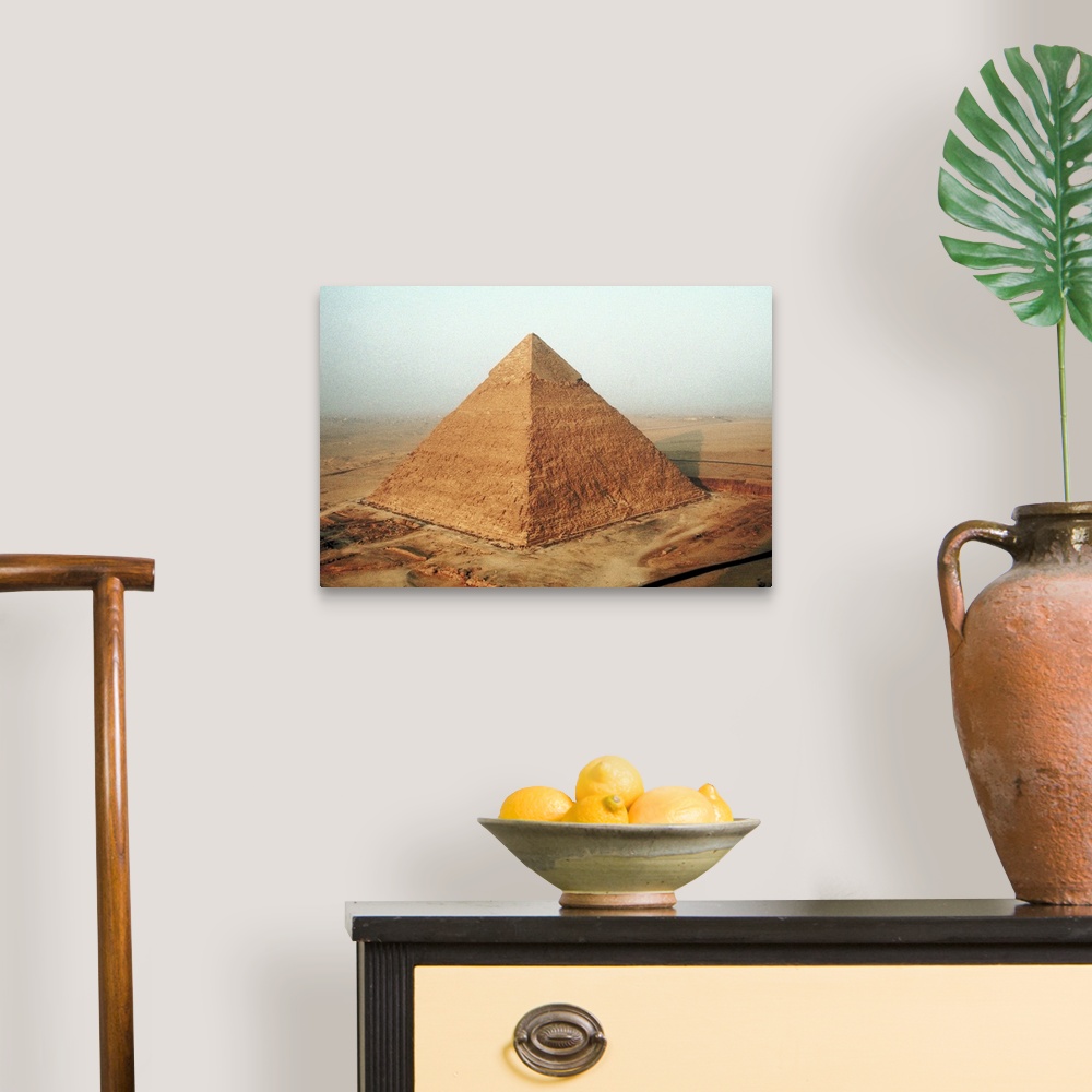 A traditional room featuring Egyptian pyramid