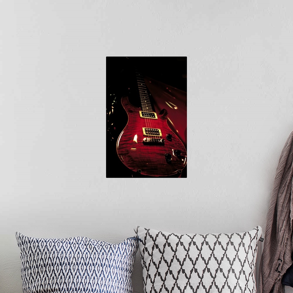 A bohemian room featuring electric guitar
