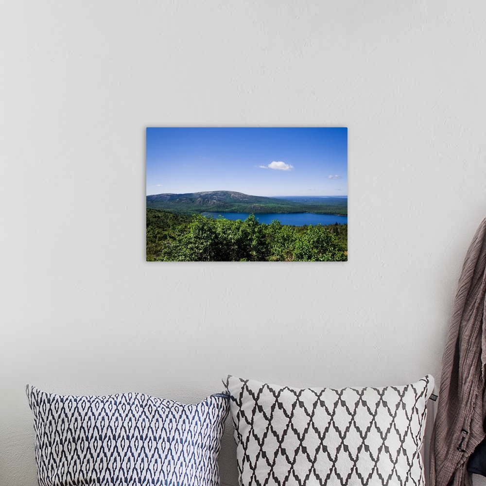 A bohemian room featuring Elevated view of Eagle Lake, Acadia National Park.