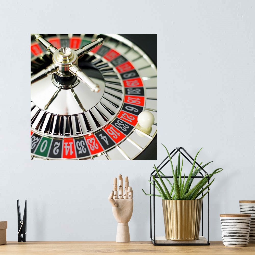 A bohemian room featuring Elevated view of roulette wheel