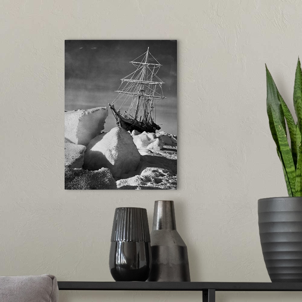 A modern room featuring Endurance, the aptly named ship of Ernest Shackleton's last expedition to the Antarctic, is trapp...