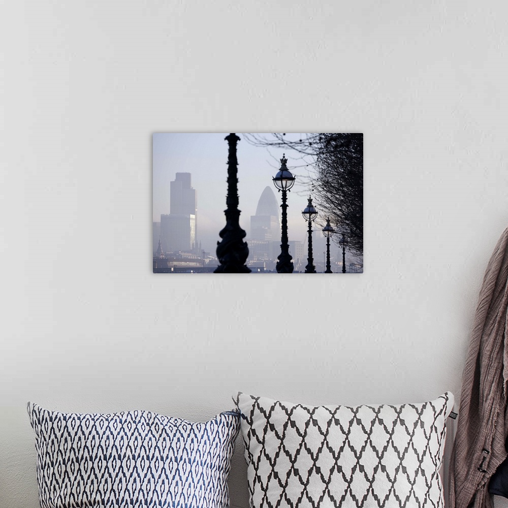 A bohemian room featuring England, London, lampposts by River Thames