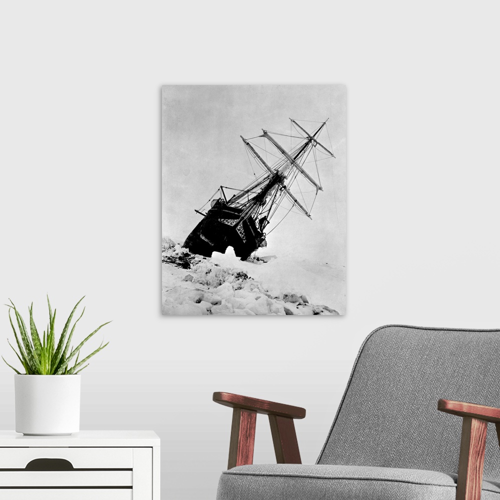 A modern room featuring Ernest Shackleton's Ship Endurance Trapped in Ice
