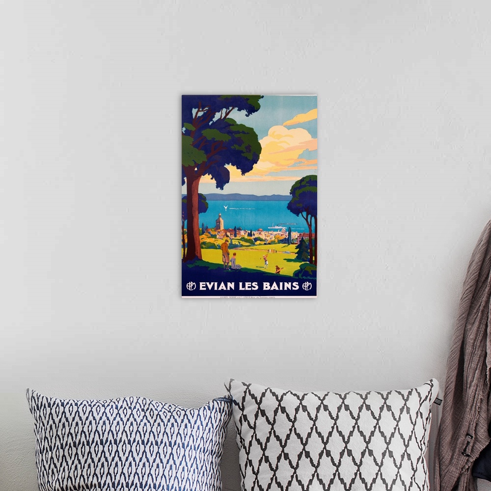 A bohemian room featuring Evian Les Bains Poster By Geo Francois