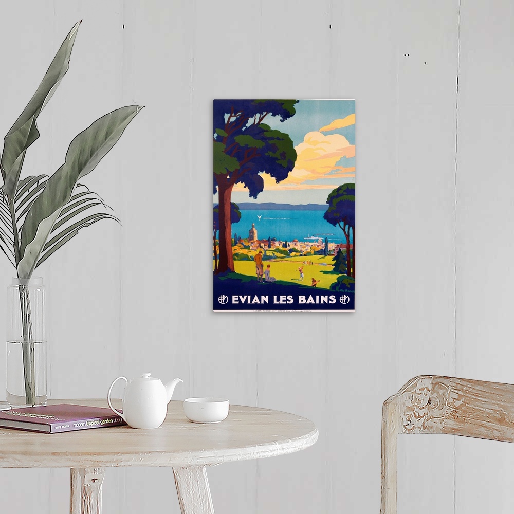 A farmhouse room featuring Evian Les Bains Poster By Geo Francois