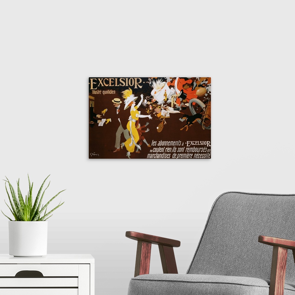 A modern room featuring Excelsior Poster By Jules Alexander Grun