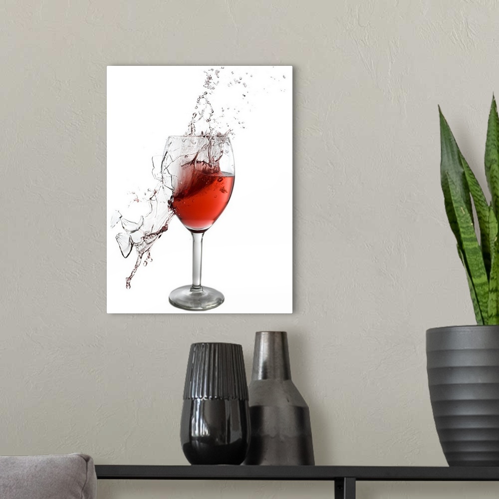 A modern room featuring Exploding wine glass