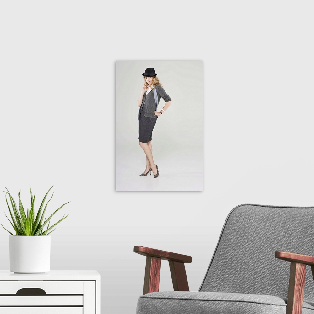 A modern room featuring Fashionable woman