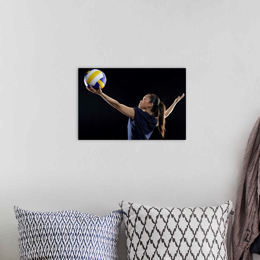A bohemian room featuring Female volleyball player