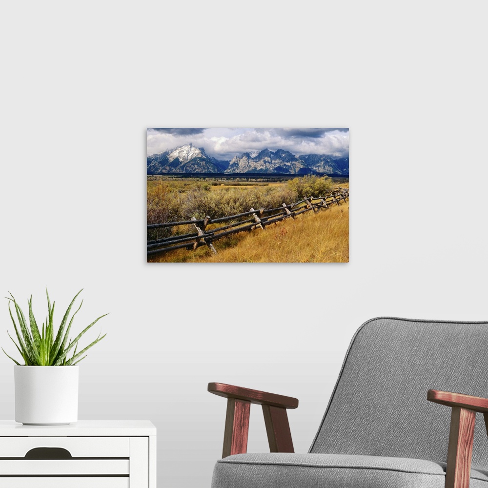 A modern room featuring Grand Teton National Park, Wyoming, United States, North America