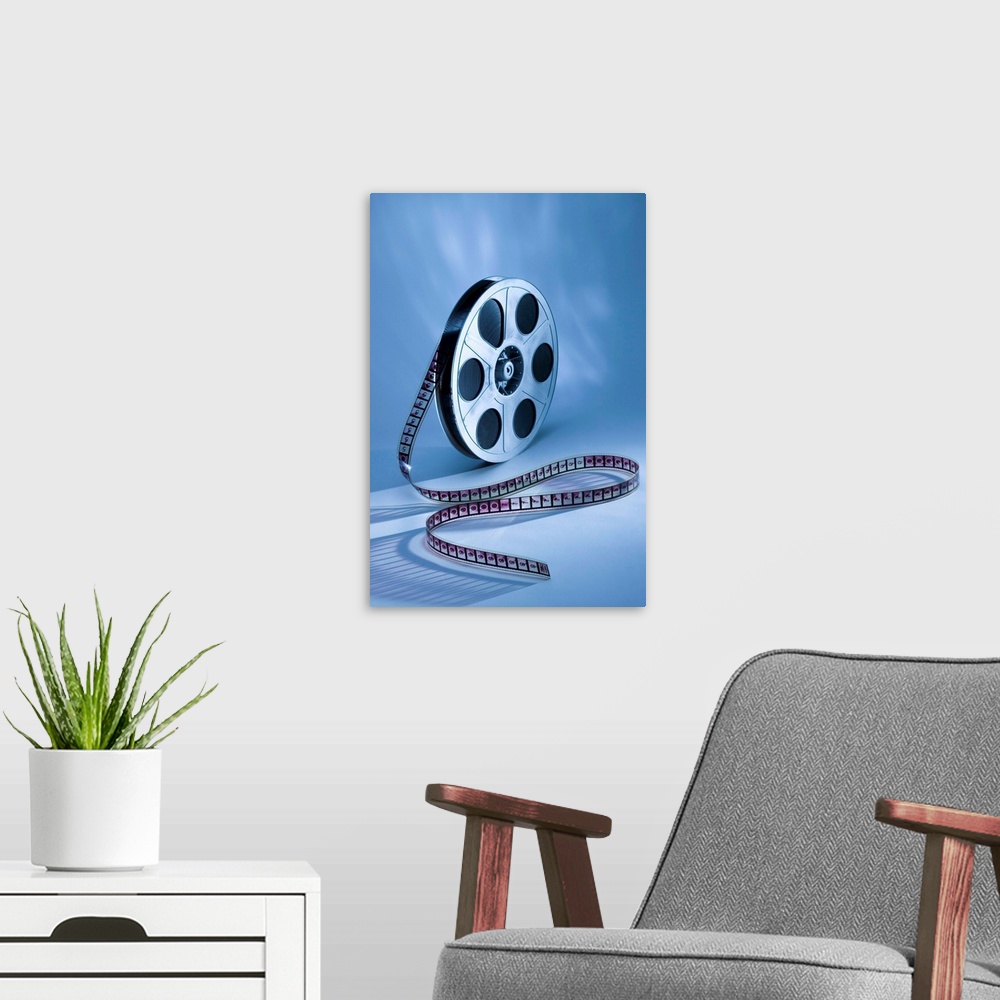 A modern room featuring Film reel