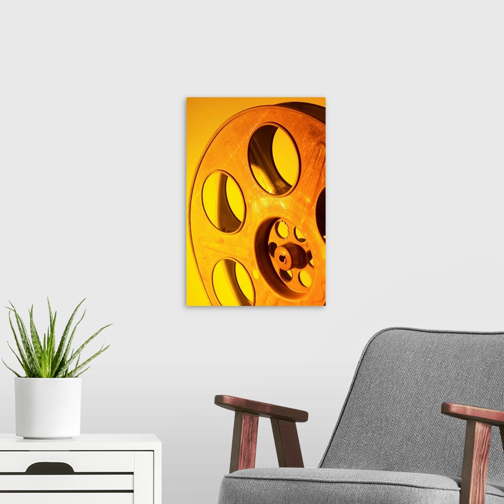 A modern room featuring Film reel