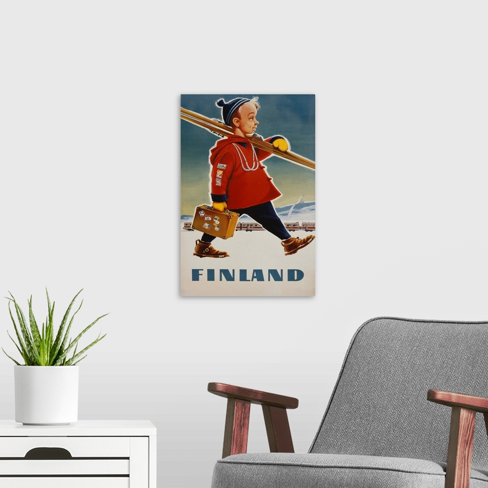 A modern room featuring Finland Poster By O.K. Oksanen
