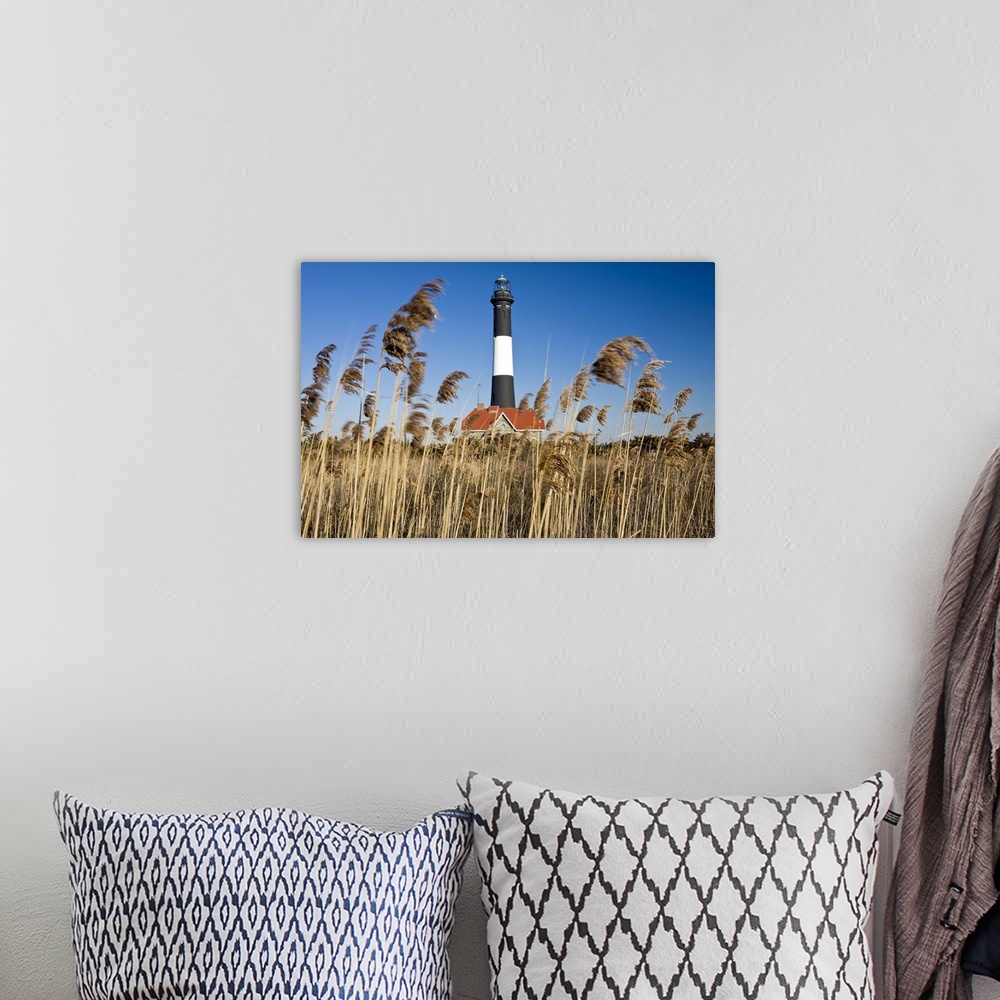A bohemian room featuring Fire Island Lighthouse, Long Island, NY.