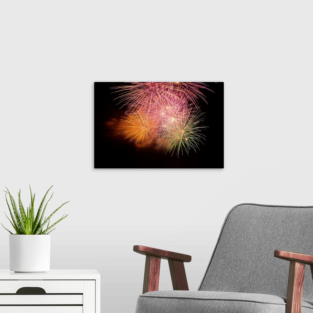 A modern room featuring Fireworks