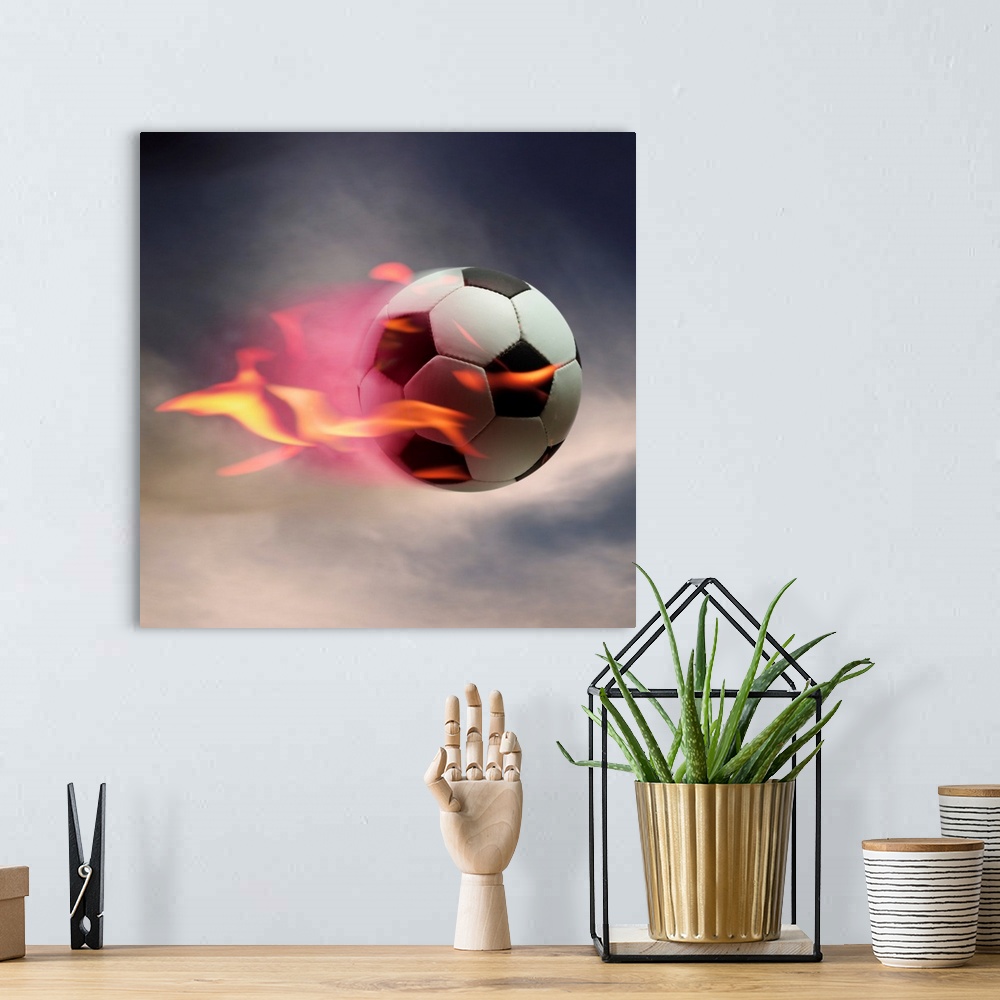 A bohemian room featuring Flaming Soccer Ball