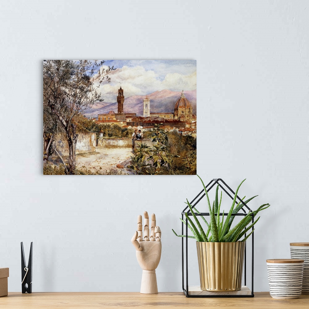 A bohemian room featuring Florence, the Duomo from the Mozzi Garden by Henry Roderick Newman