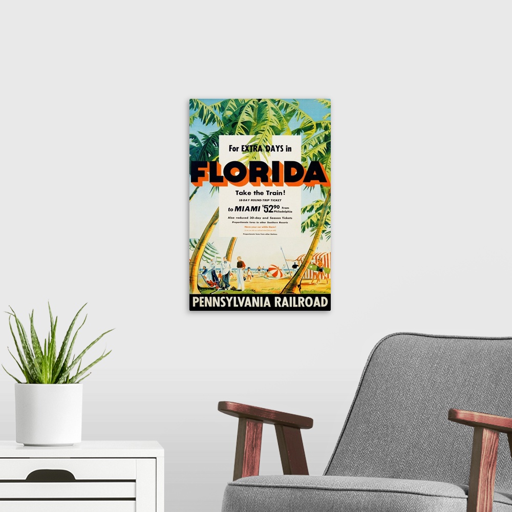 A modern room featuring Florida, Pennsylvania Railroad Poster