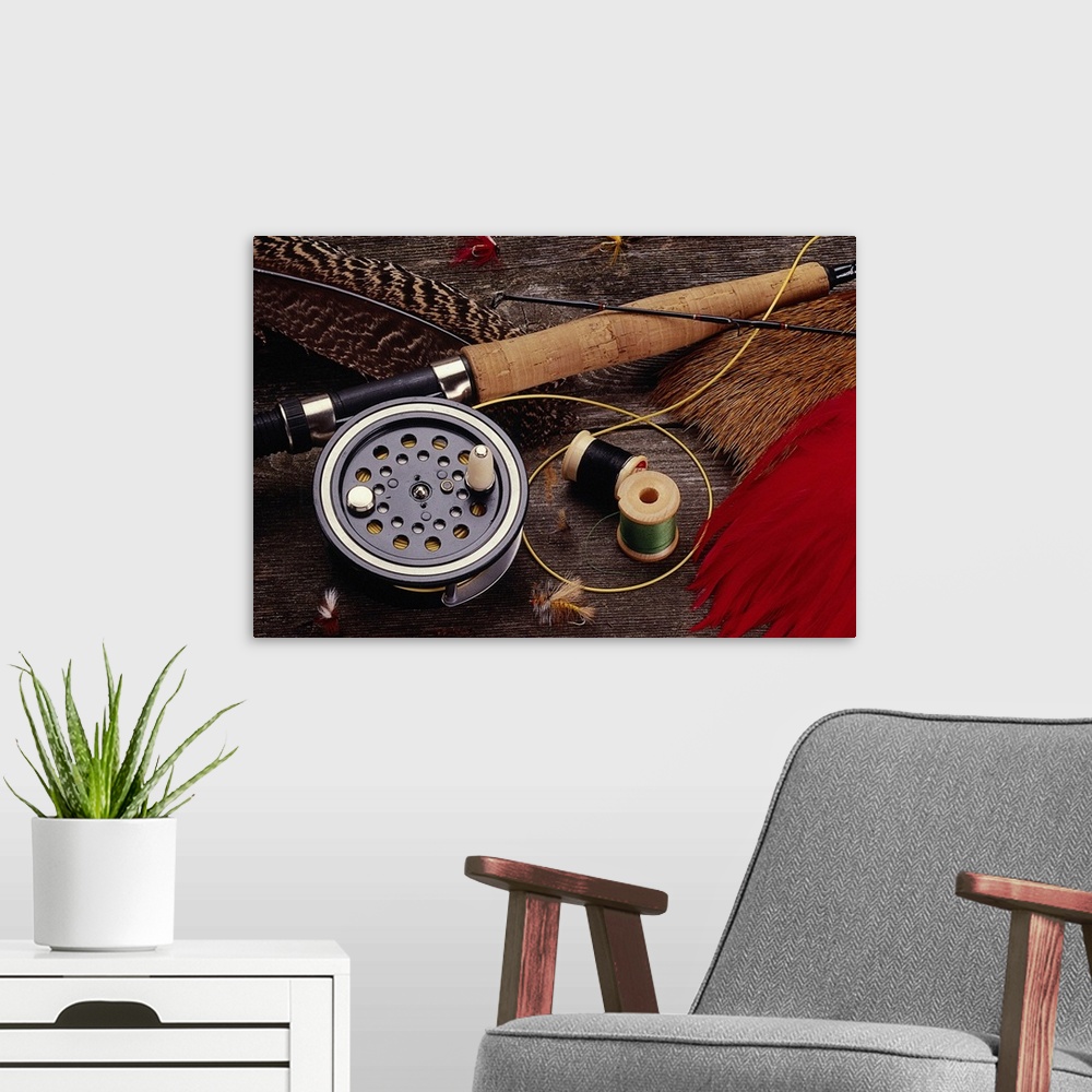 A modern room featuring Fly Fishing Reel
