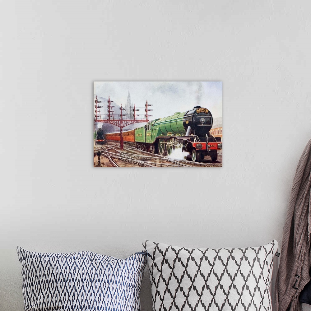 A bohemian room featuring Flying Scotsman, first of Nigel Gresley's class A1 LNER Pacific steam locomotives, hauls the 10a....