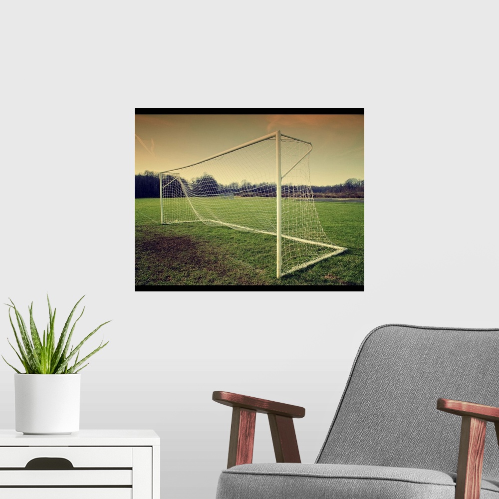 A modern room featuring Football Goal.