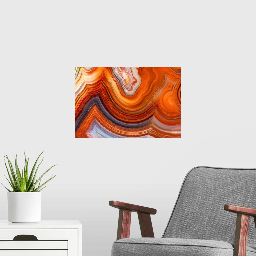 A modern room featuring Crazy Lace Agate, Mexico