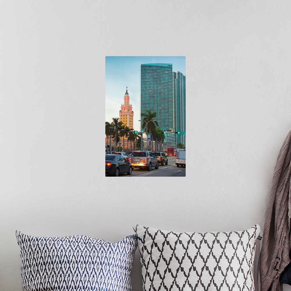 A bohemian room featuring Freedom tower and highrise buildings