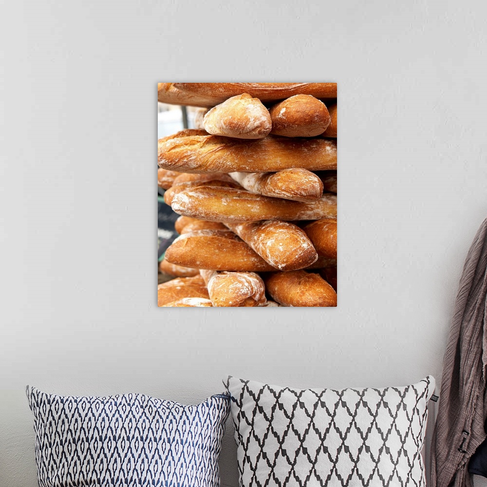 A bohemian room featuring Fresh artisan baguettes
