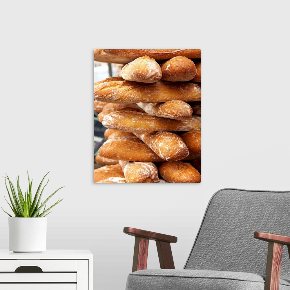 A modern room featuring Fresh artisan baguettes