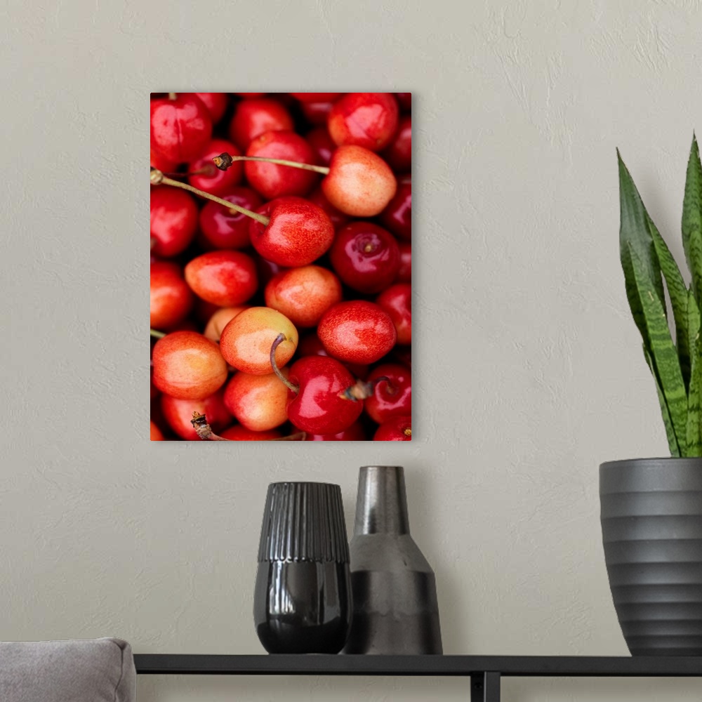 A modern room featuring Fresh cherries
