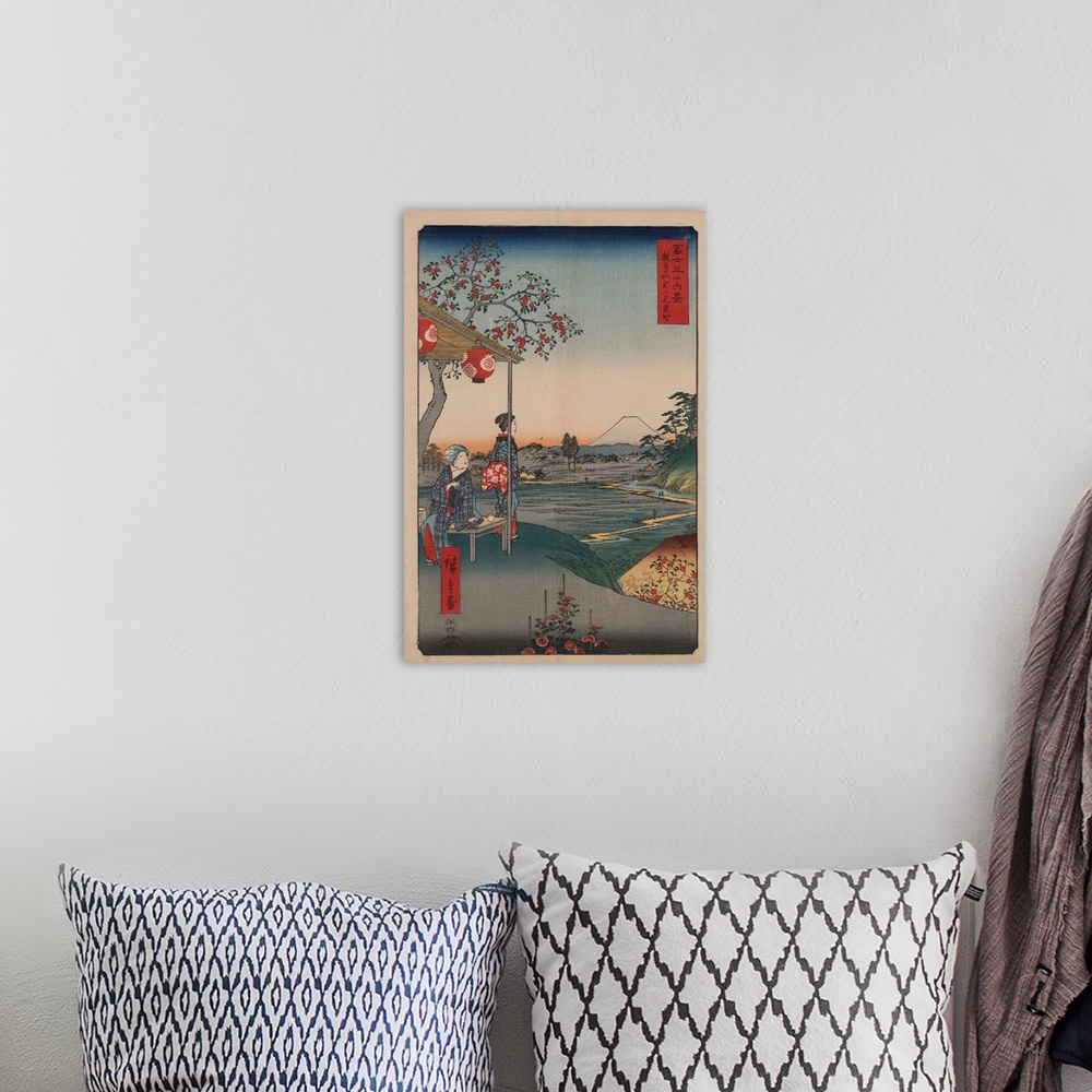 A bohemian room featuring A print from the series Thirty-Six Views of Mount Fuji by Hiroshige. | Located in: Library of Con...