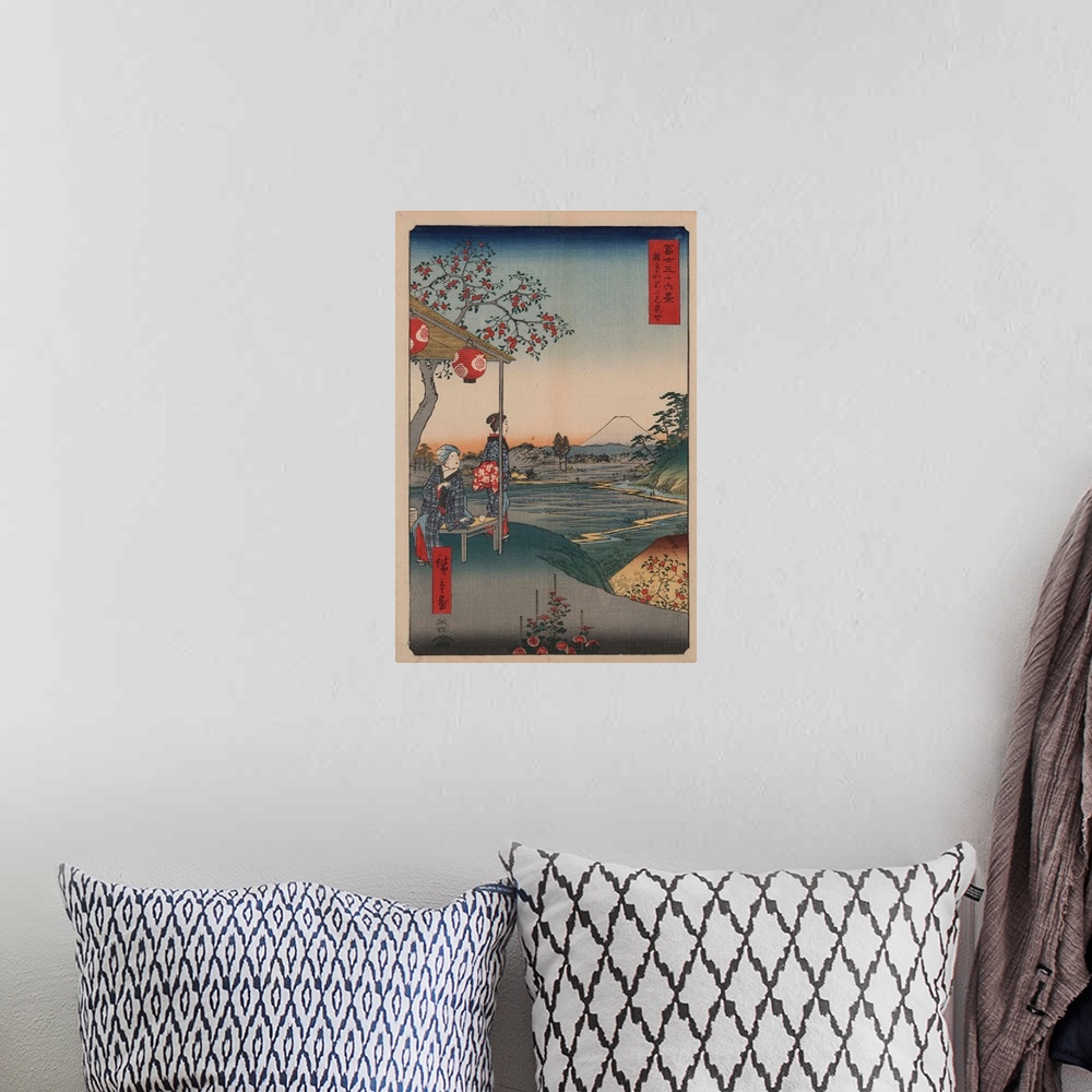 A bohemian room featuring A print from the series Thirty-Six Views of Mount Fuji by Hiroshige. | Located in: Library of Con...