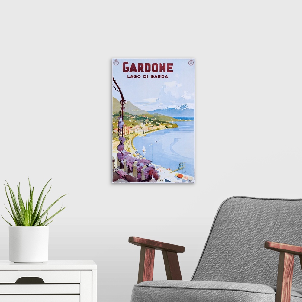 A modern room featuring Gardone Lago Di Garda Poster