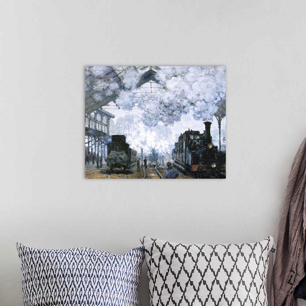 A bohemian room featuring Gare Saint-Lazare By Claude Monet