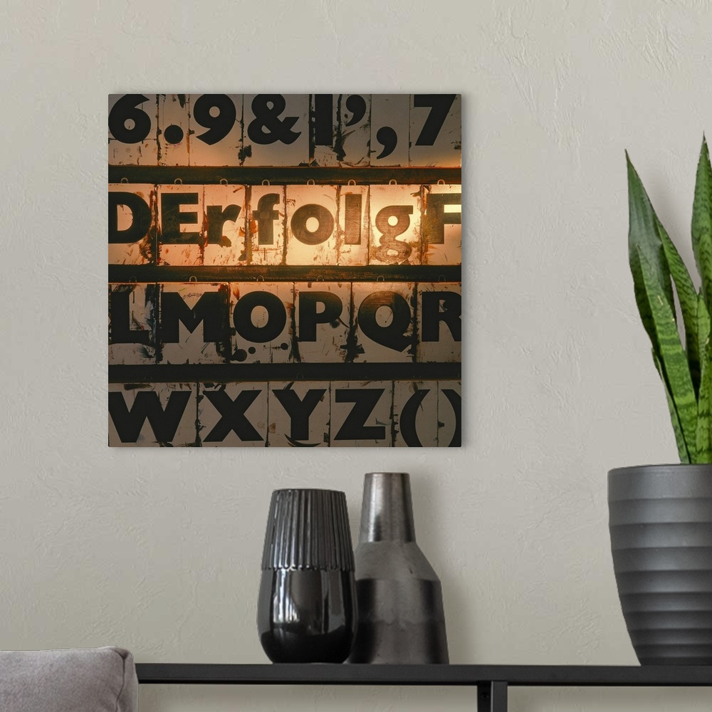 A modern room featuring German word for success spelled out of type case letters