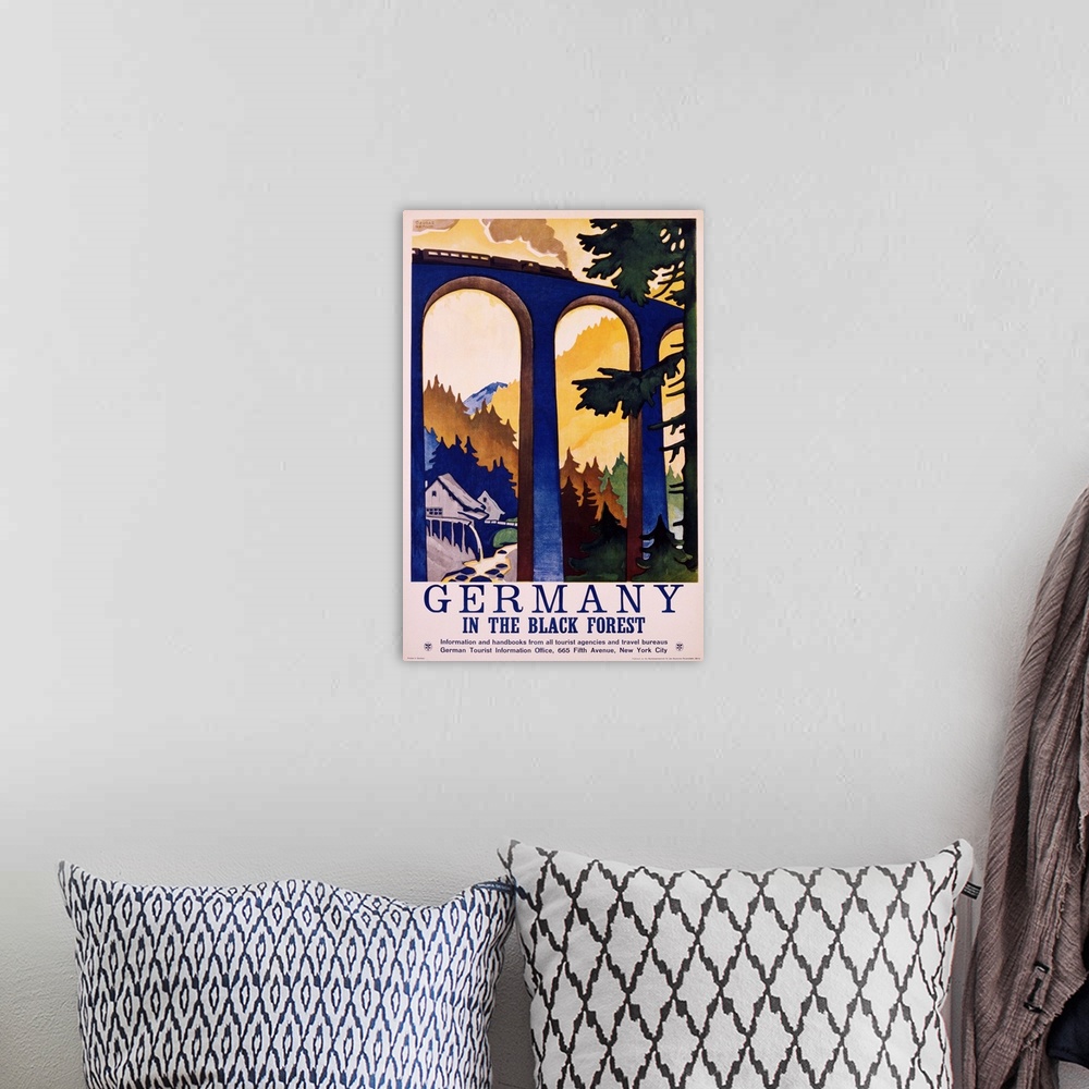 A bohemian room featuring Germany In The Black Forest Poster By Friedel Dzubas