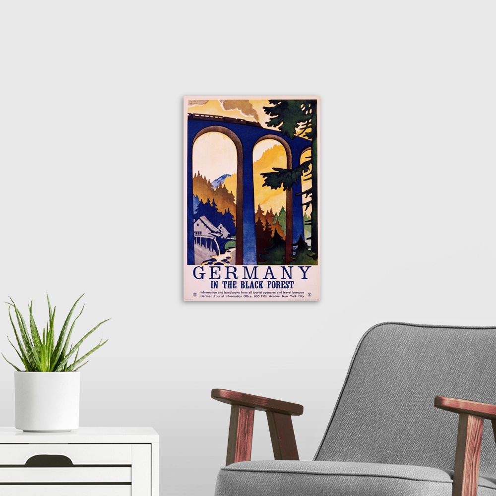 A modern room featuring Germany In The Black Forest Poster By Friedel Dzubas