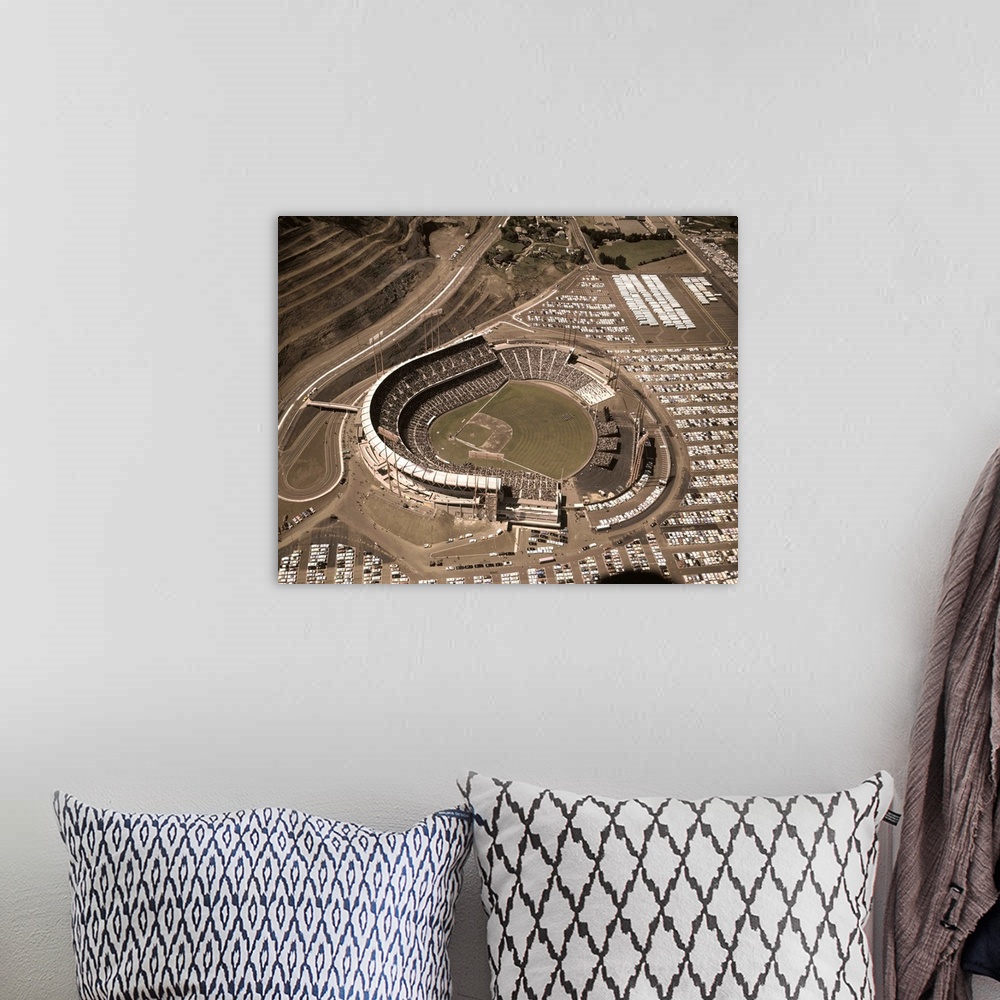 A bohemian room featuring General views and aerial views of Candlestick Park as the San Francisco Giants played their first...
